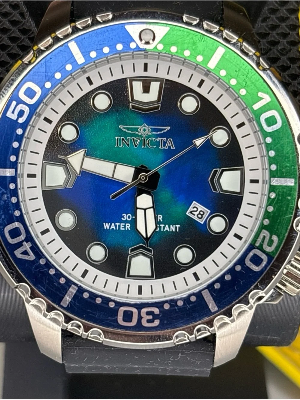 Invicta Pro Diver 48mm Blue & Green Gradient Dial Dive Watch with Black Strap